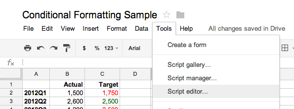 Script Editor in Google Docs